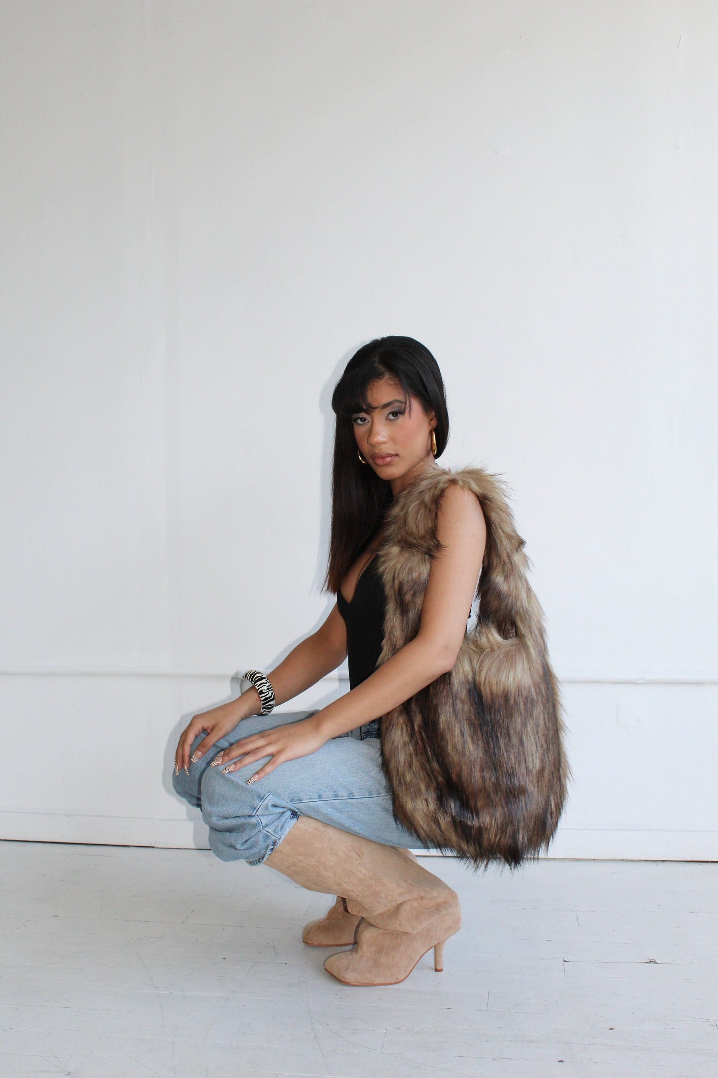 Brown Furr Raquell Bag